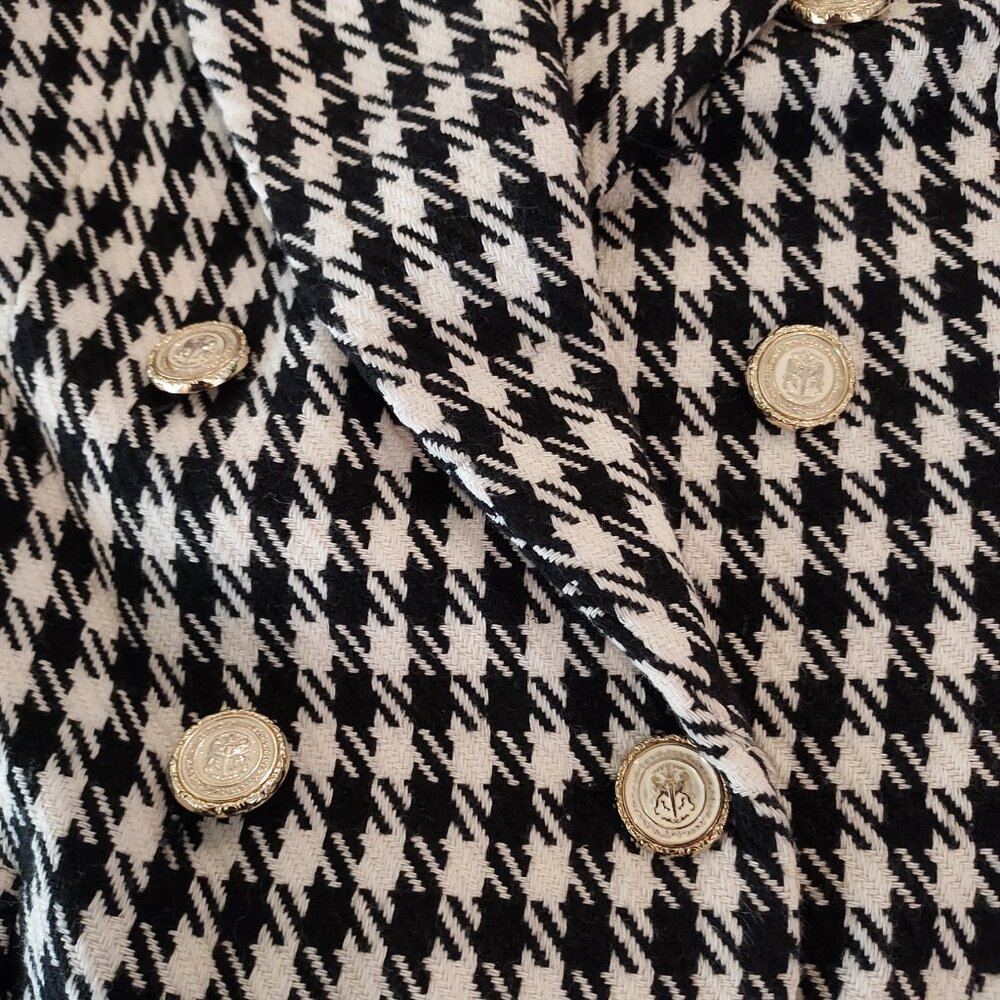 Zara Black & White Houndstooth Double Breasted Blazer Size XL NWOT - Picture 5 of 14
